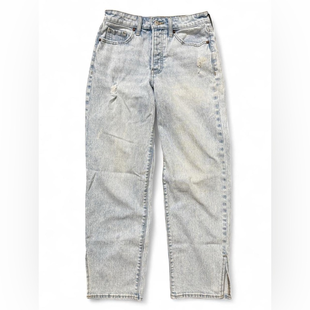 Old Navy High Rise OG Loose Light Wash Jeans Ankle Slit Size 4
